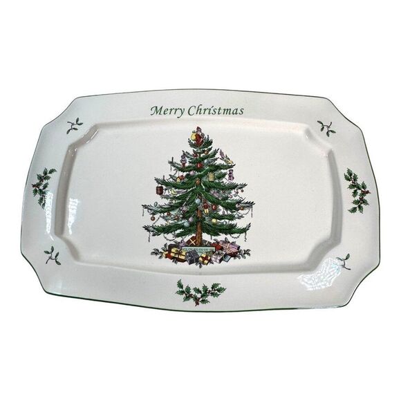 Spode Christmas Tree Platter 15 Sentiment Rectangular Porcelain NEW Serving Tray - Picture 1 of 6